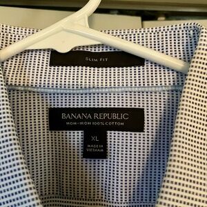 NEW Banana Republic Men's Navy Grid Pattern Shirt